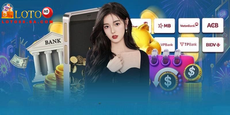 Nạp tiền Loto188 3 Bạn dễ dàng lựa chọn nạp tiền qua internet banking